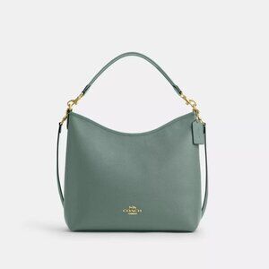 NWT Coach Pebble Leather Laurel Large Shoulder Bag CY684 IM/Sage